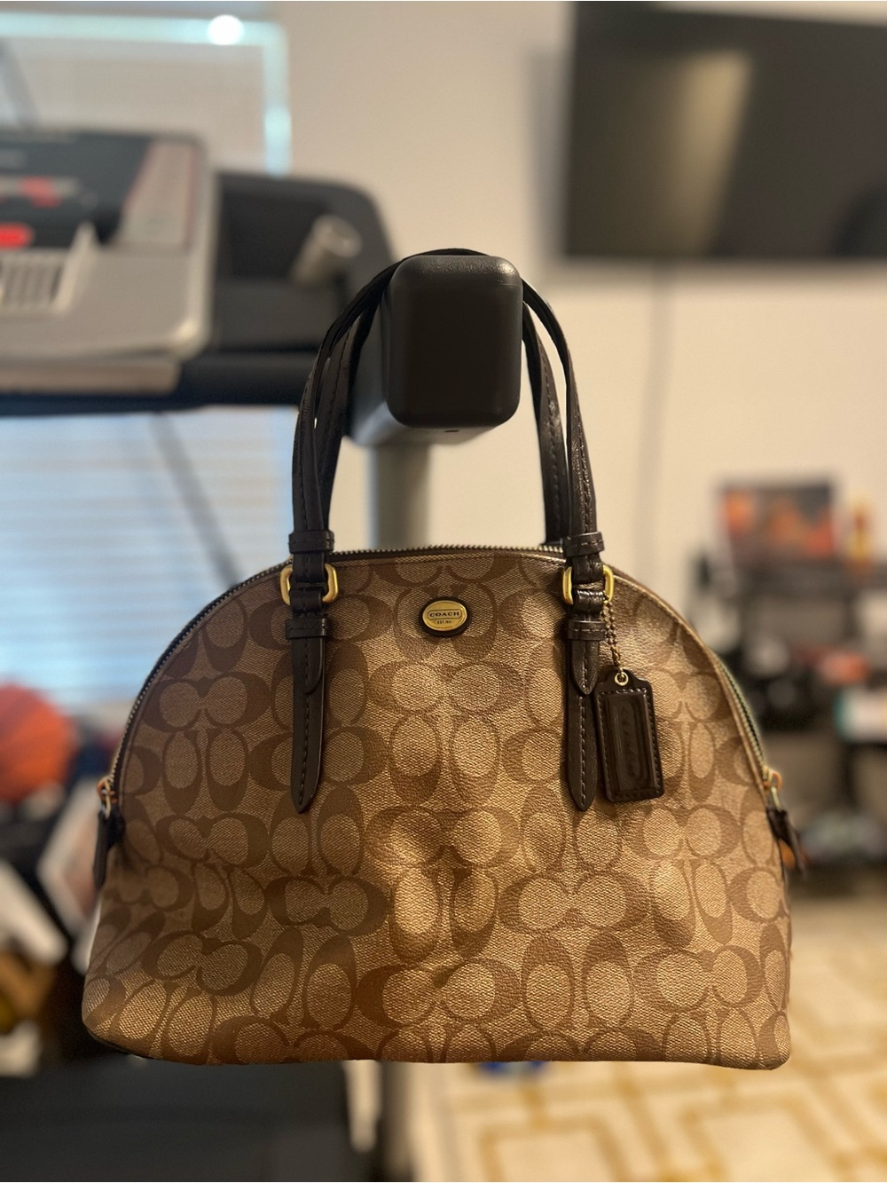 Coach Signature Dome Satchel in Brown and Dark Brown